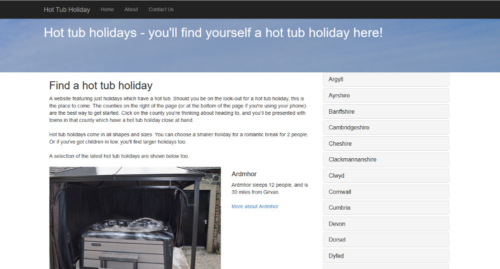 Hot-Tub-Holiday.co.uk homepage