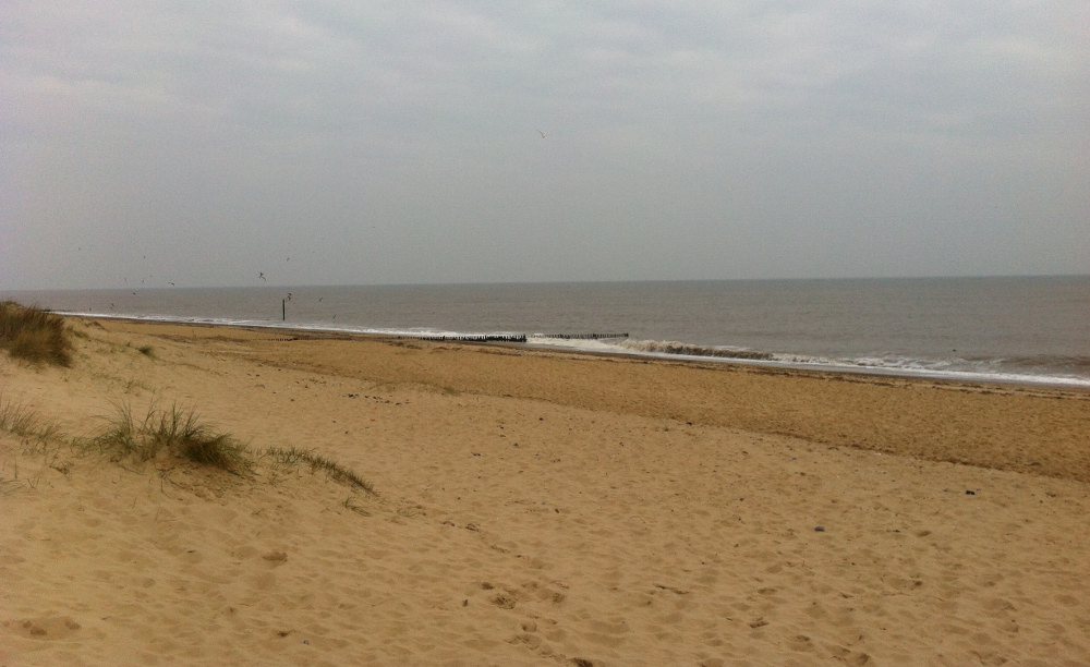 The beach at Caister, a 2 minute walk from Coastguard Cottage